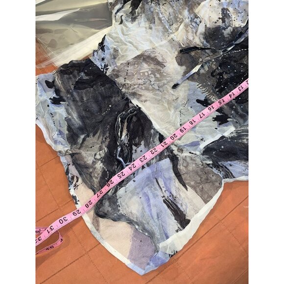 Karen Kane Womens Abstract Print Sheer Tunic Top S Black/Gray - Picture 8 of 9